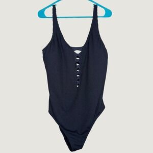 Bleu Rod Beattie Urban Legend Black Lattice One Piece Swimsuit 18W RBPU25221X